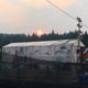 The shelter First Nations protesters constructed at the Marine Harvest fish farm on Swanson Island, BC. Image: Swanson Occupation Facebook page